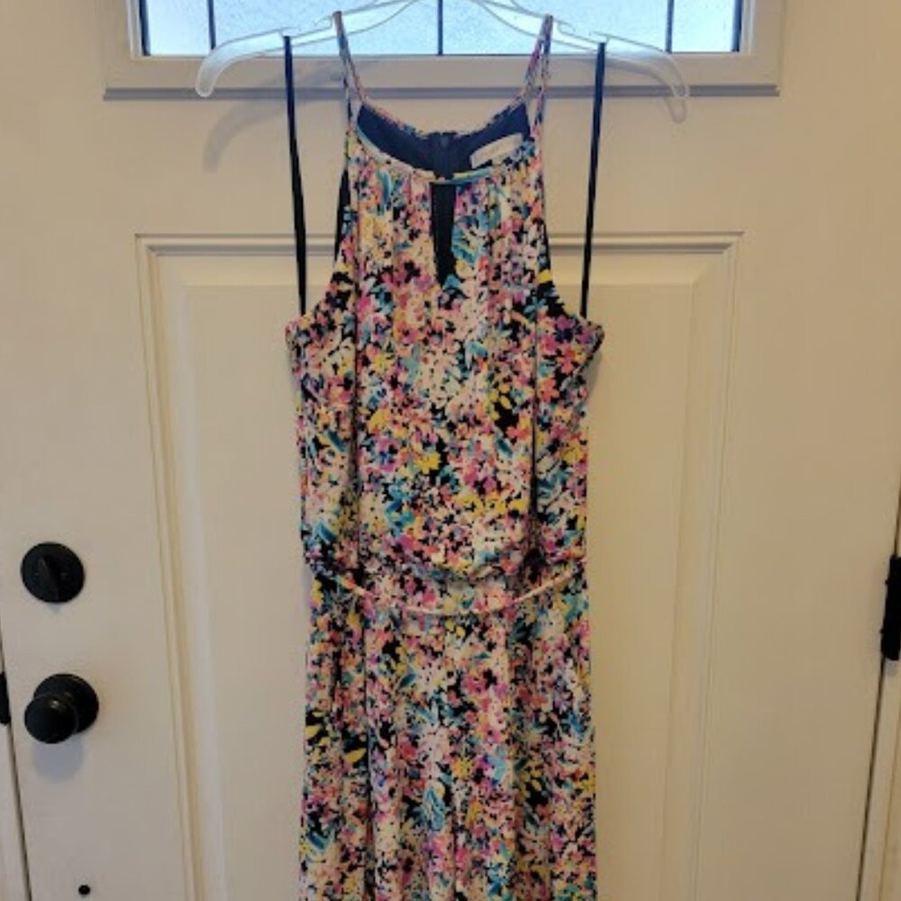 London Times Cropped Multicolor Halter Neckline Woman's Jumpsuit Size 12
